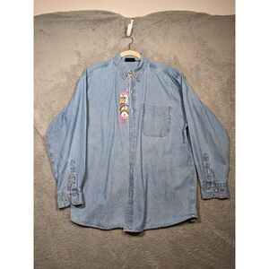 Outrageous Sports Women's Denim Jacket SZ M Denim Blue Preowned EUC